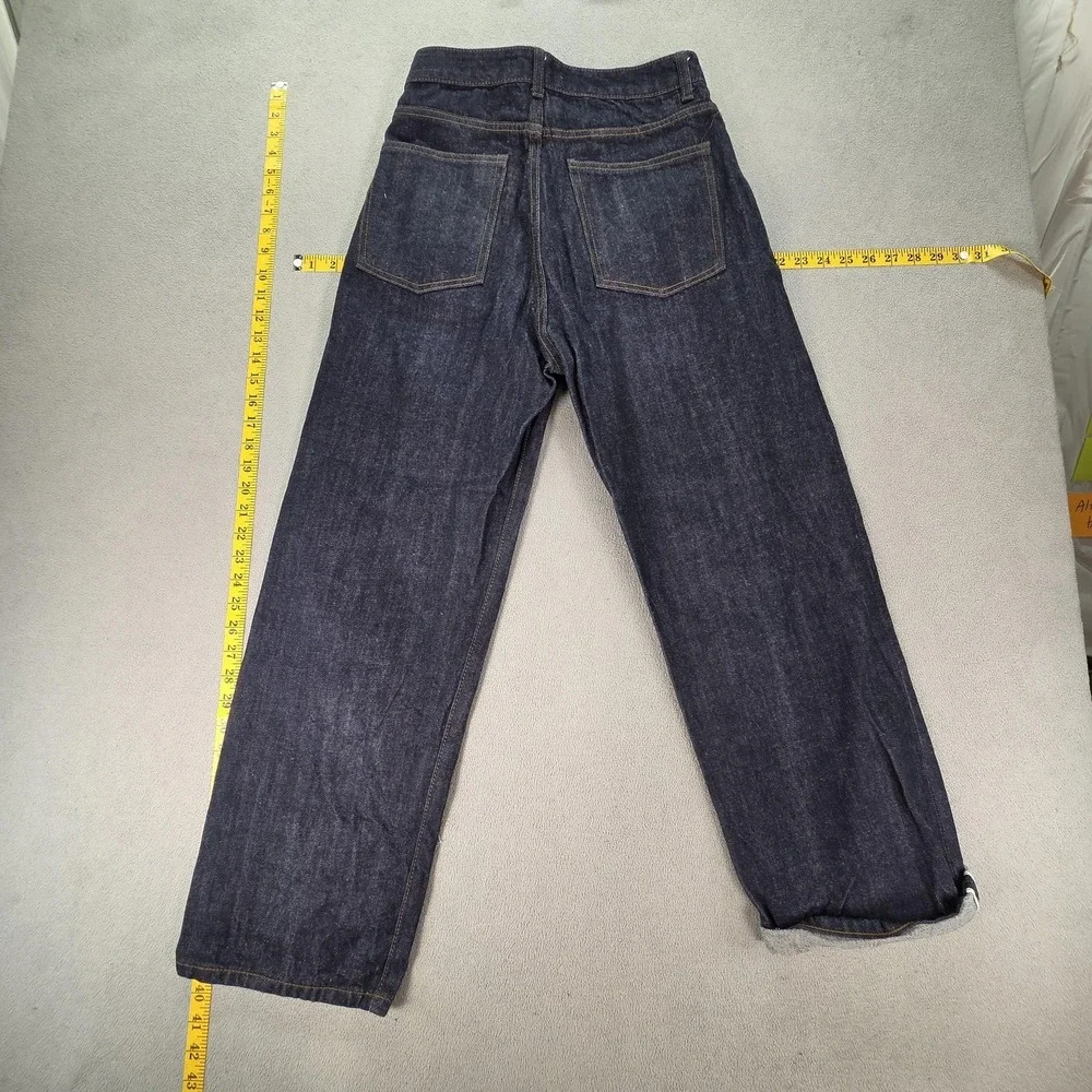 Beslow Jeans Mens Selvedge Blue Baggy Wide Leg Pleated Loose Hip Hop‎ Fits 26x26